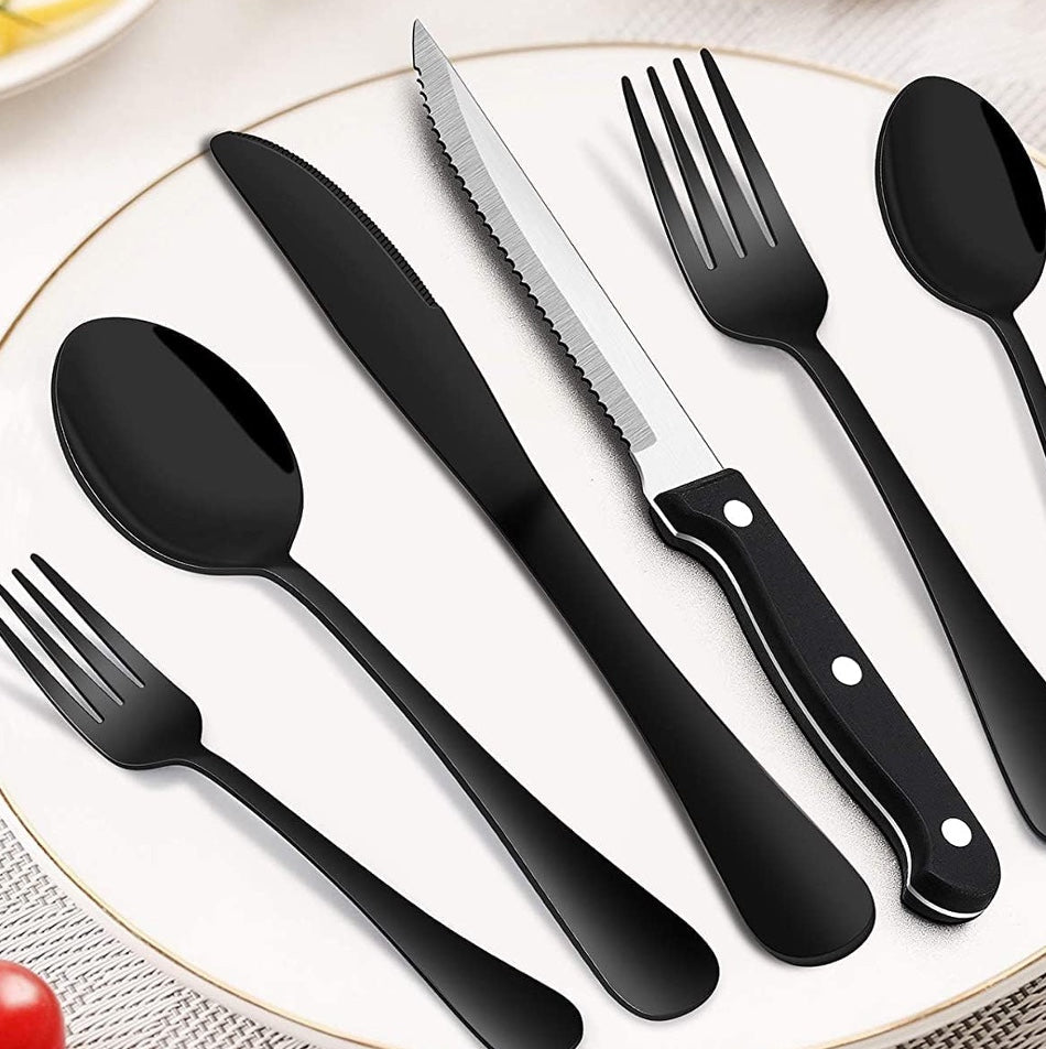 CUB-011 Cubierto Hamburgo, negro y mango negro