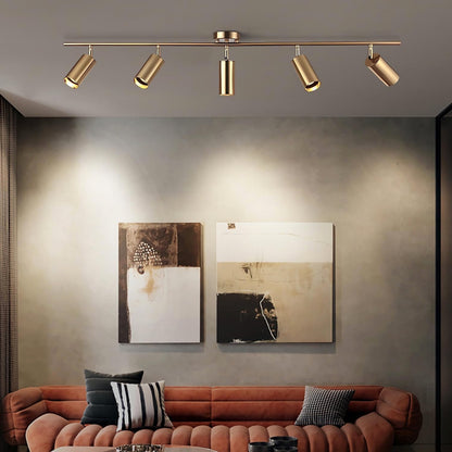 FLG-517 Riel spot iluminación, cinco luces, latón