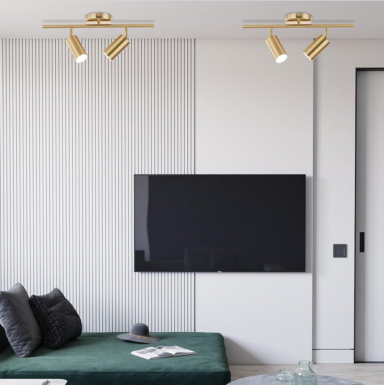 FLG-514 Riel spot iluminación, dos luces, latón